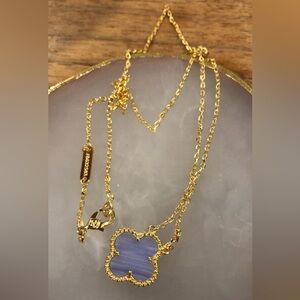 Gold and purple clover Pendant Necklace floral flower copper plated 18k gold